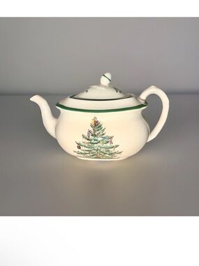 Spode Christmas Tree Teapot w Acorn Lid 32 Oz VTG 70s Plz Read 1 Inner Chip